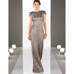 Sorella Vita Silver Modern Sequin Gown